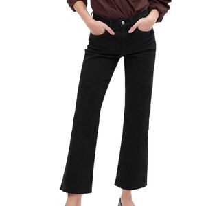 Gap Women’s Kick Flare Jeans Black Cropped Raw Edge size 14/32 R